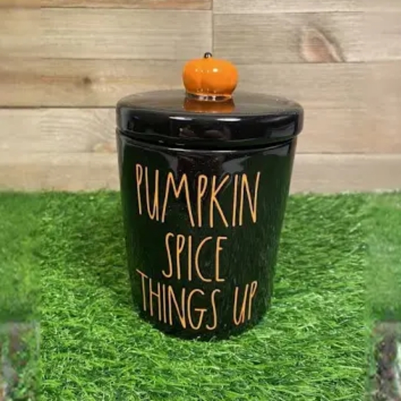 Pumpkin Spice Things Up Jar w/ Pumpkin Top/Rae Dunn/5" tall x  4" - Picture 2 of 3